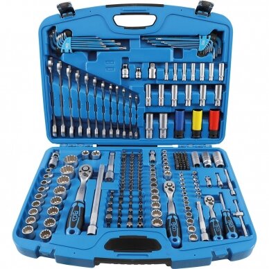 Galvučių ir raktų komplektas Bgs-technic, daugiafunkcinės galvutės, terkšliniai veržliarakčiai 1/4" + 3/8" + 1/2" 218 vnt Galvučių ir raktų komplektas Bgs-technic, daugiafunkcinės galvutės, terkšliniai veržliarakčiai 1/4" + 3/8" + 1/2" 218 vnt