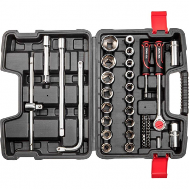 Galvučių ir raktų komplektas Top Tools 38D550, 1/4 ", 1/2", 47 vnt. 1 Galvučių ir raktų komplektas Top Tools 38D550, 1/4 ", 1/2", 47 vnt. 1