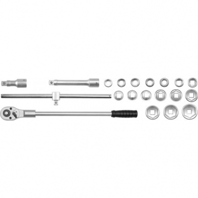 Galvučių ir raktų komplektas Yato, 20 mm (3/4"), 20 vnt. 2 Galvučių ir raktų komplektas Yato, 20 mm (3/4"), 20 vnt. 2