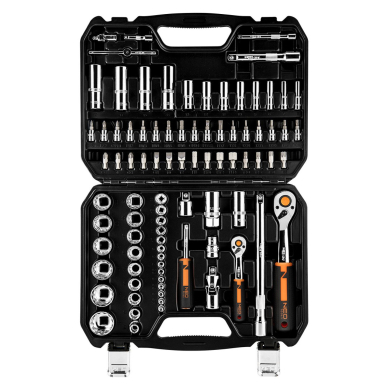 Galvučių rinkinys 1/2" ir 1/4" 86 dalys 3 Galvučių rinkinys 1/2" ir 1/4" 86 dalys 3