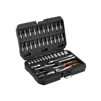 Galvučių rinkinys 1/4", 46 vnt. Galvučių rinkinys 1/4", 46 vnt.