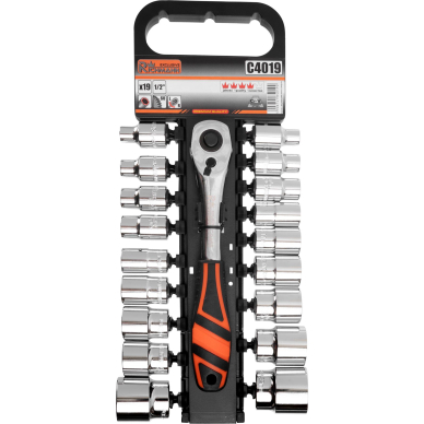 Galvučių rinkinys su terkšle 1/2, 19 vnt. Galvučių rinkinys su terkšle 1/2, 19 vnt.