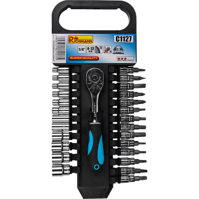 Galvučių su terkšle rinkinys 1/4, Richmann 27 vnt. Galvučių su terkšle rinkinys 1/4, Richmann 27 vnt.