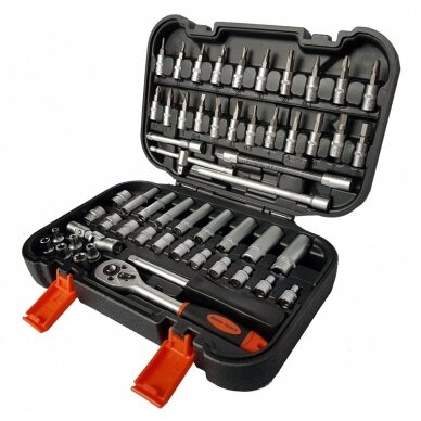 Galvučių su terkšle rinkinys | 6.3 mm (1/4") | 56 vnt. 1 Galvučių su terkšle rinkinys | 6.3 mm (1/4") | 56 vnt. 1