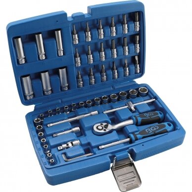 Galvučių su terkšle rinkinys BGS-TECHNIC 6.3 mm (1/4"), 53 vnt. 1 Galvučių su terkšle rinkinys BGS-TECHNIC 6.3 mm (1/4"), 53 vnt. 1