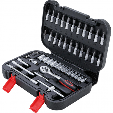 Galvučių su terkšle rinkinys BGS-technic, 6.3 mm (1/4"), 46 vnt. 1 Galvučių su terkšle rinkinys BGS-technic, 6.3 mm (1/4"), 46 vnt. 1