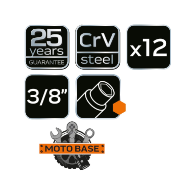 Galvučių veržliarakčiai 3/8", 12 vnt. 7