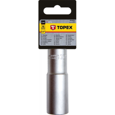 Galvutė šešiakampė, ilga 1/2" 10 mm, CrV 1 Galvutė šešiakampė, ilga 1/2" 10 mm, CrV 1