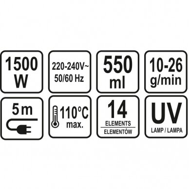 Garų šluota Lund, garinis valytuvas, 1500 W su UV lempa 5 Garų šluota Lund, garinis valytuvas, 1500 W su UV lempa 5