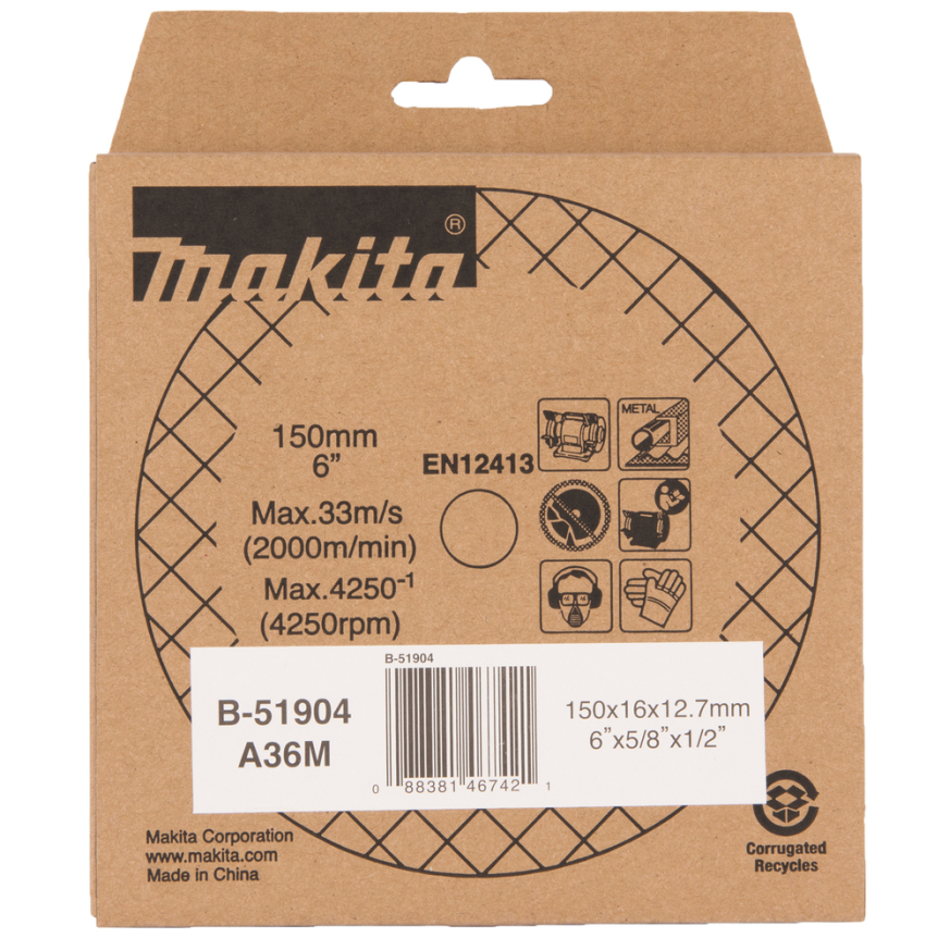 Galandimo diskas Makita B-51904, 150x16x12,7mm A36M 2 Galandimo diskas Makita B-51904, 150x16x12,7mm A36M 2