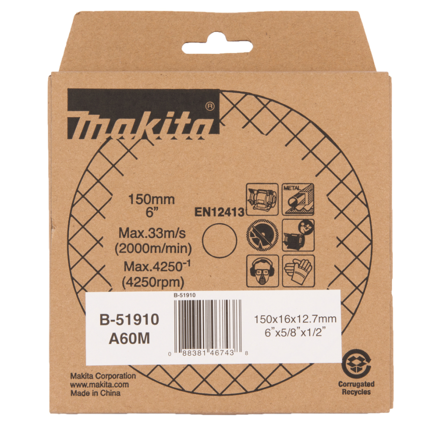 Galandimo diskas Makita B-51910, 150x16x12,7mm A60M 2 Galandimo diskas Makita B-51910, 150x16x12,7mm A60M 2
