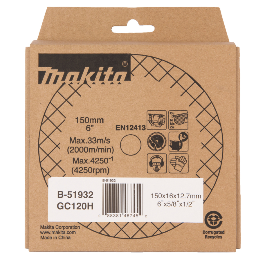 Galandimo diskas Makita B-51932, 150x16x12,7mm GC120 (Cu,Ni,Ms,Zn) 2 Galandimo diskas Makita B-51932, 150x16x12,7mm GC120 (Cu,Ni,Ms,Zn) 2