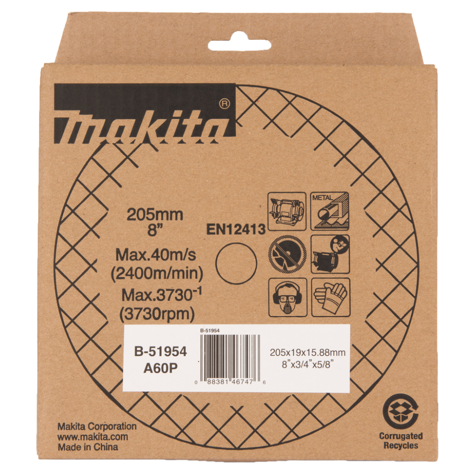 Galandimo diskas Makita B-51954, 205x19x15,88mm A60P 2 Galandimo diskas Makita B-51954, 205x19x15,88mm A60P 2