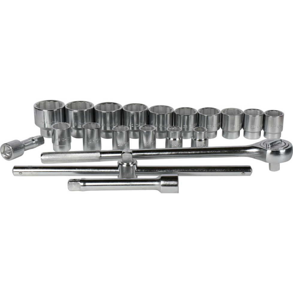 Galvučių ir raktų komplektas, 20 mm (3/4"), 21 vnt. 1 Galvučių ir raktų komplektas, 20 mm (3/4"), 21 vnt. 1