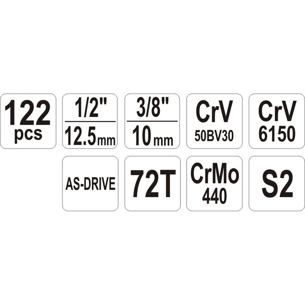 Galvučių, replių, raktų ir kitų įrankių Yato XXL komplektas 122vnt. 5 Galvučių, replių, raktų ir kitų įrankių Yato XXL komplektas 122vnt. 5