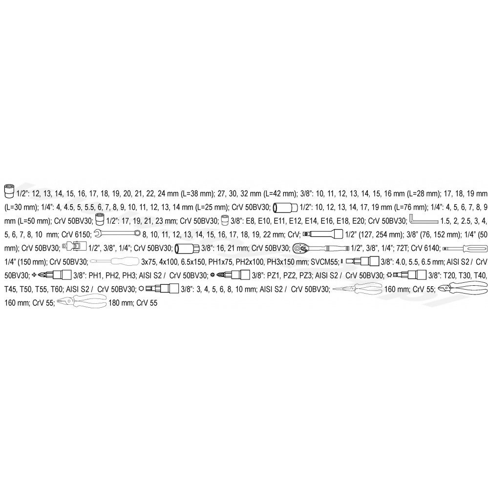 Galvučių, replių, raktų ir kitų įrankių Yato XXL komplektas 129 vnt. 6 Galvučių, replių, raktų ir kitų įrankių Yato XXL komplektas 129 vnt. 6