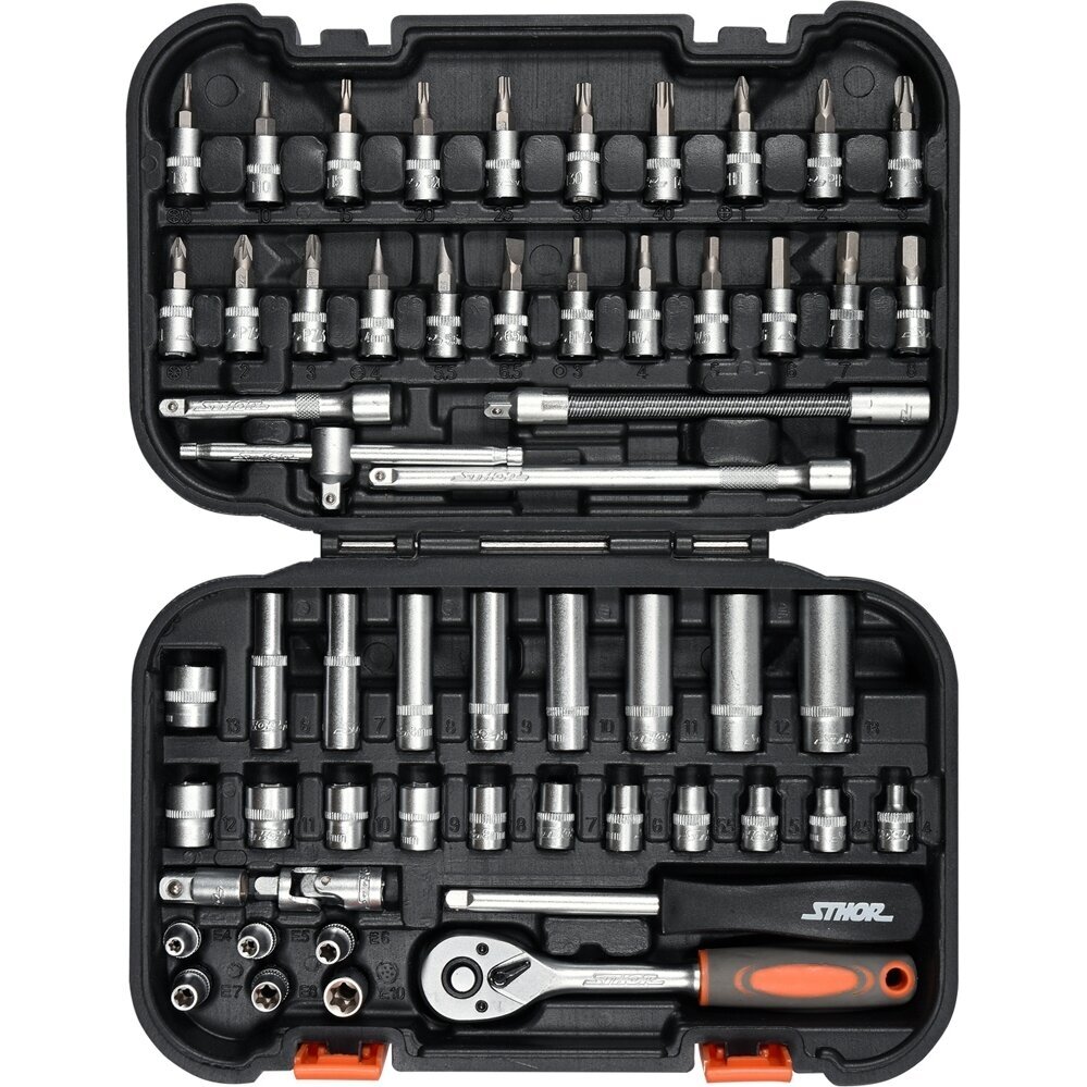 Galvučių su terkšle rinkinys Sthor (1/4"), 56 vnt. 1