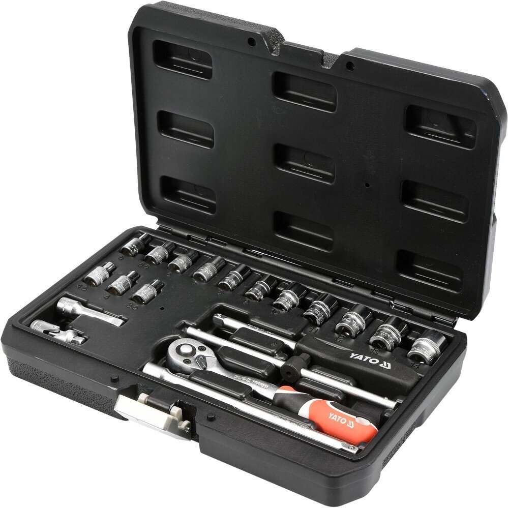 Galvučių su terkšle rinkinys Yato YT-14491, 1/4", 20 vnt. 3 Galvučių su terkšle rinkinys Yato YT-14491, 1/4", 20 vnt. 3