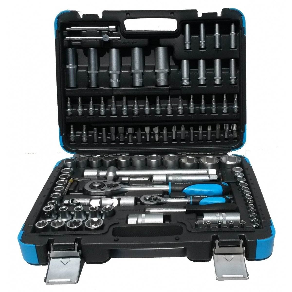 Galvučių ir raktų rinkinys ESSEN TOOLS 108 vnt, 1/4" + 1/2" (ES80108)