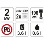 Generatorius benzininis Yato YT-85451 2.2kW AVR, 2x230V