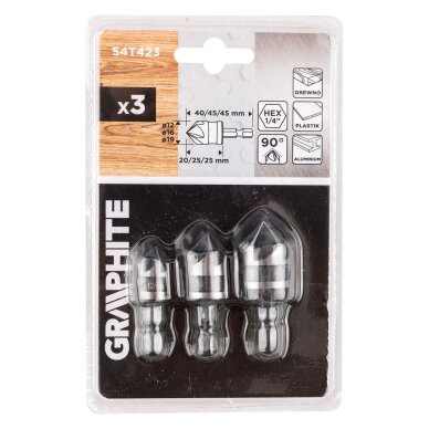 Gilintuvų Hex rinkinys, 12, 16, 19 mm, 3 rinkinys 1 Gilintuvų Hex rinkinys, 12, 16, 19 mm, 3 rinkinys 1