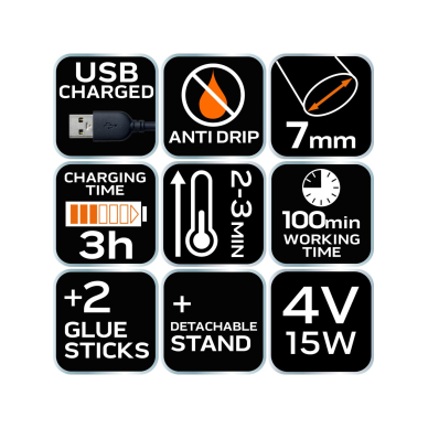Glue gun 8 mm, 4V, USB power supply 7