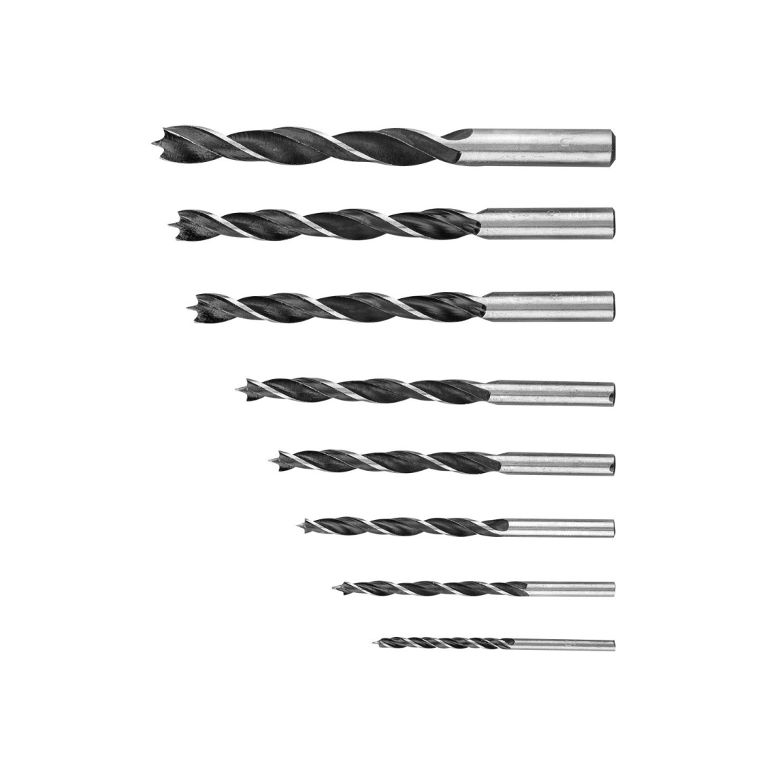 Grąžtai medžiui, 3 - 10 mm, komplekte 8 vnt Grąžtai medžiui, 3 - 10 mm, komplekte 8 vnt