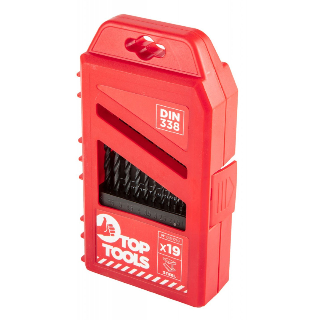 Grąžtas metalui HSS, komplekte 19 vnt., 1-10mm. 1