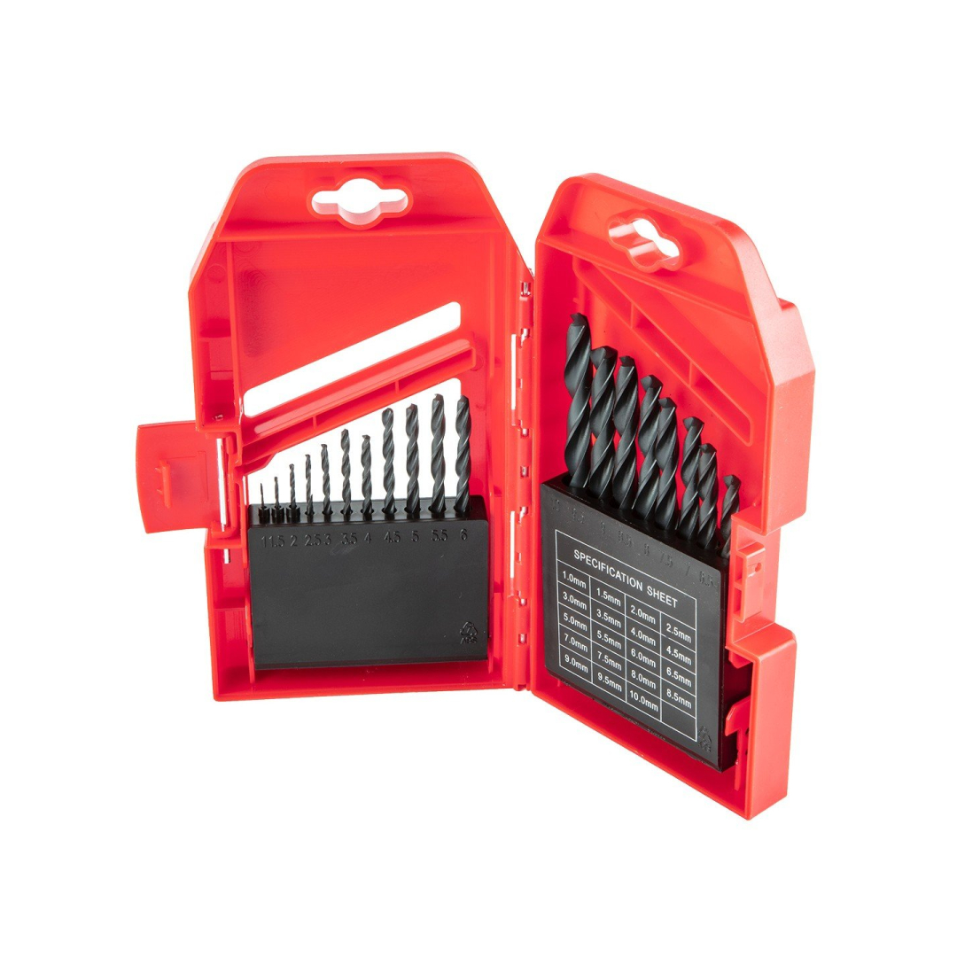 Grąžtas metalui HSS, komplekte 19 vnt., 1-10mm. Grąžtas metalui HSS, komplekte 19 vnt., 1-10mm.