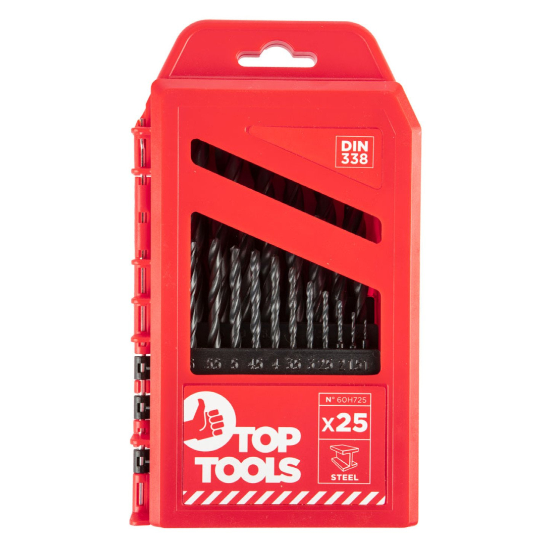 Grąžtas metalui HSS, komplekte 25 vnt., 1-13mm. 2 Grąžtas metalui HSS, komplekte 25 vnt., 1-13mm. 2