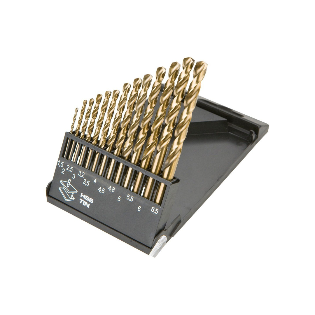 Grąžtų komplektas HSS-TIN 1.5 - 6,5 mm / 13 vnt.