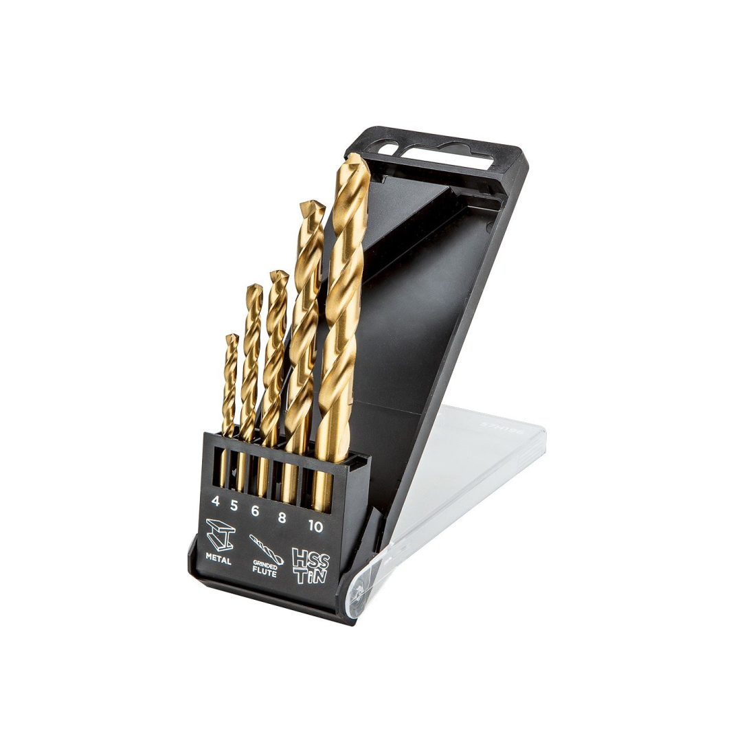 Grąžtų komplektas HSS-TiN 4.0 - 10 mm / 5vnt. Grąžtų komplektas HSS-TiN 4.0 - 10 mm / 5vnt.