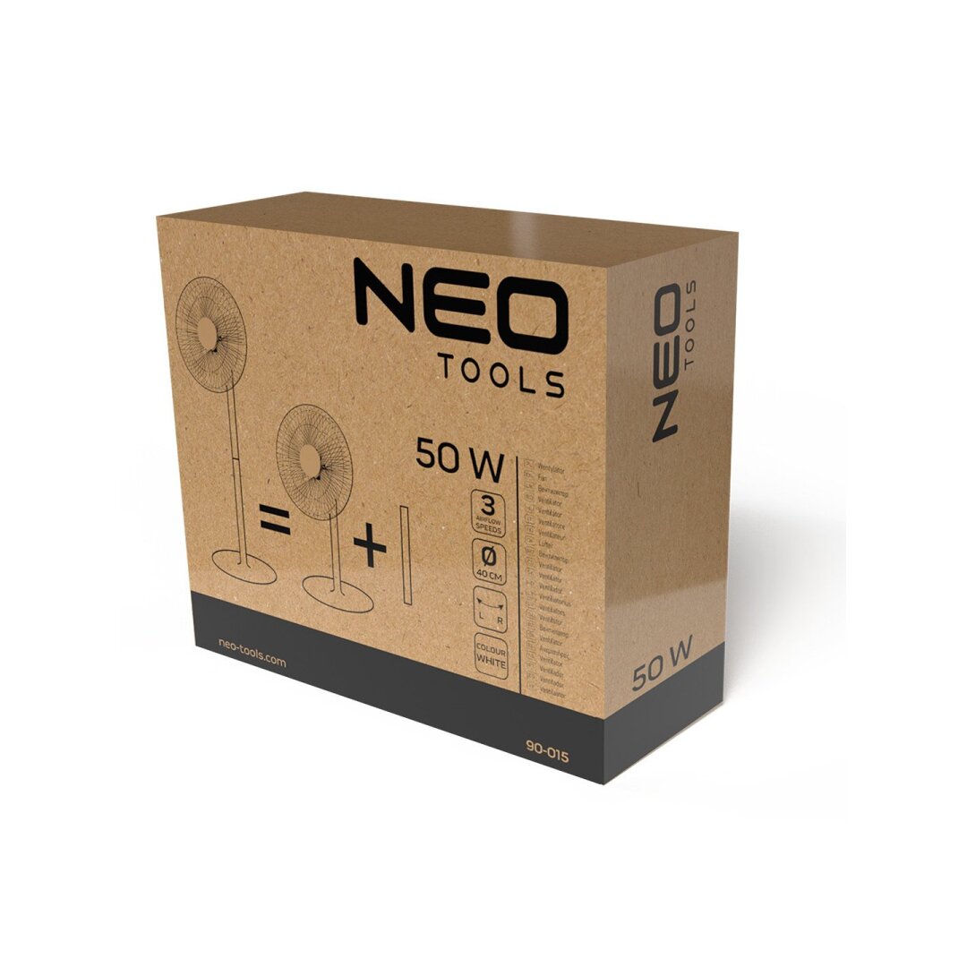 Grindų ventiliatorius 50 W, 40 cm skersmens, 3 greičiai, osciliacinis, baltas 1 Grindų ventiliatorius 50 W, 40 cm skersmens, 3 greičiai, osciliacinis, baltas 1