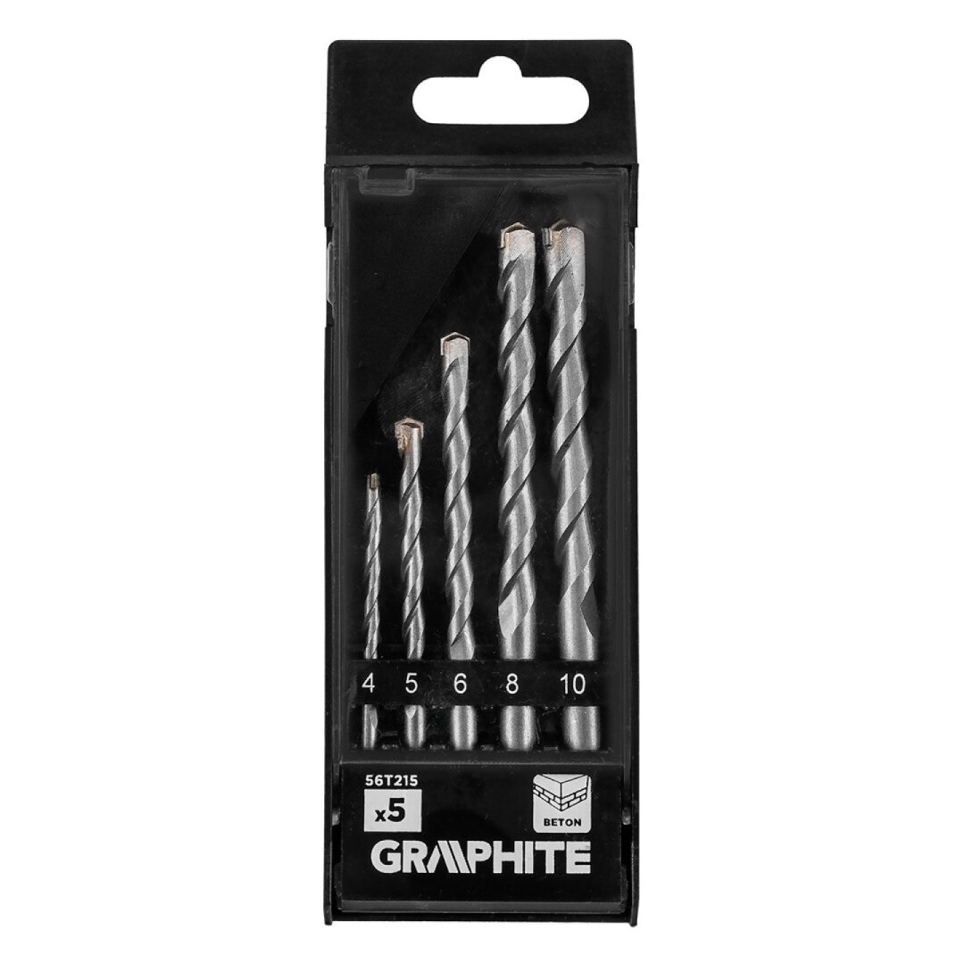 Grūdinto betono grąžtų rinkinys: 4, 5, 6, 8, 10 mm, 5 vnt 1