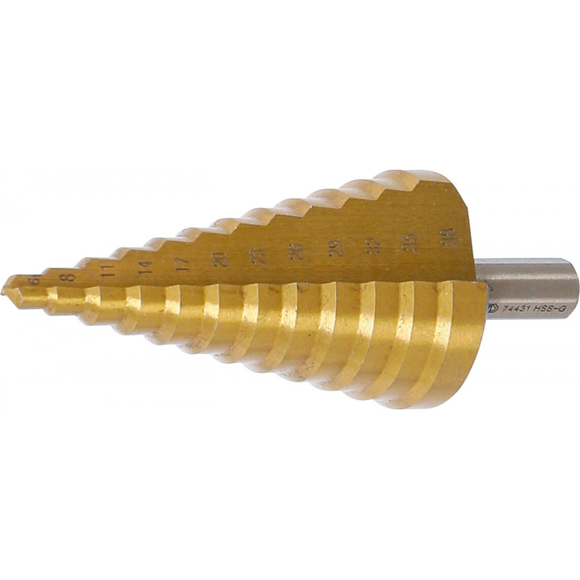 Grąžtas pakopinis | titano nitridas | Ø 6 - 38 mm (74431B)