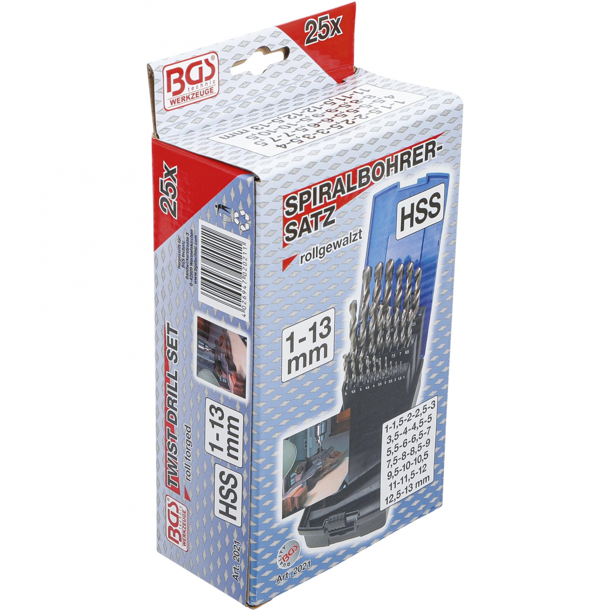 Grąžtų komplektas BGS-technic 2021, Ø 1-13 mm, 25 vnt. 4 Grąžtų komplektas BGS-technic 2021, Ø 1-13 mm, 25 vnt. 4