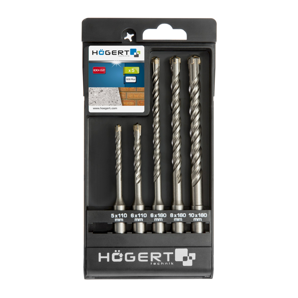 Grąžtų komplektas betonui SDS / 5vnt., HOGERT HT6D370