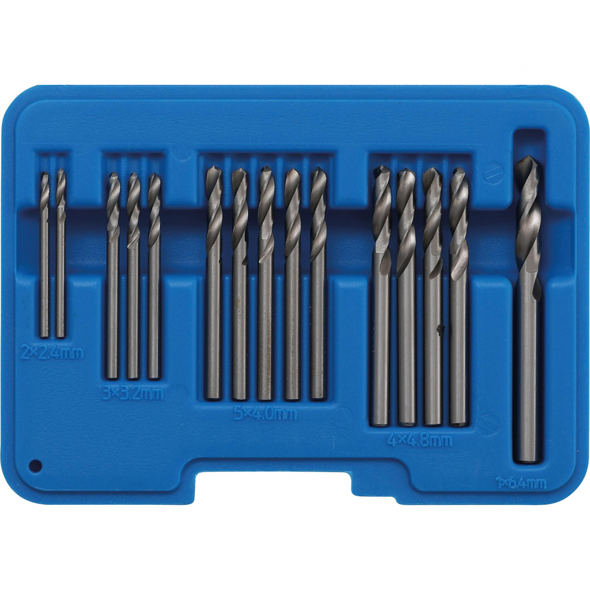 Grąžtų rinkinys kniedžių skylėms BGS-technic 2097, 2.4 - 6.4 mm, 15 vnt.