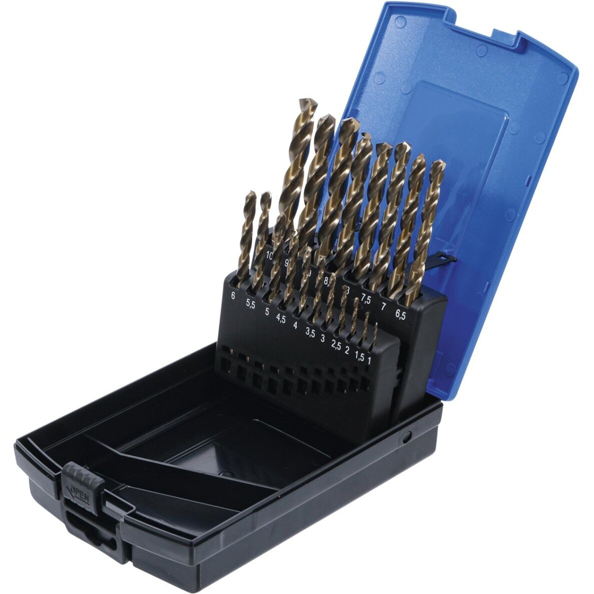 Grąžtų rinkinys | HSS-G M35 kobalto plienas | 1 - 10 mm | 19 vnt. (9297) Grąžtų rinkinys | HSS-G M35 kobalto plienas | 1 - 10 mm | 19 vnt. (9297)