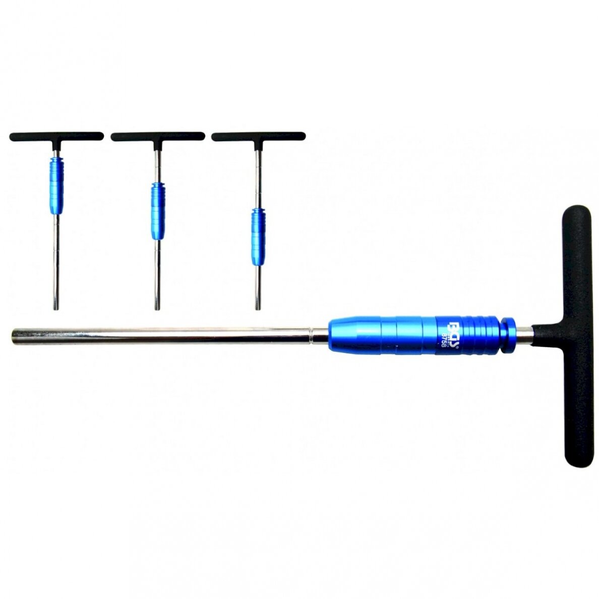 Greito atsukimo/apsisukimo T formos rankena 1/4"(6.3mm) antgaliams, 310 mm (8758) Greito atsukimo/apsisukimo T formos rankena 1/4"(6.3mm) antgaliams, 310 mm (8758)