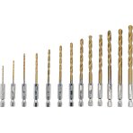 Grąžtų rinkinys su Hex 6.3 mm (1/4") galu | titano nitridas | 1.5 - 6.5 mm | 13 vnt (21655)