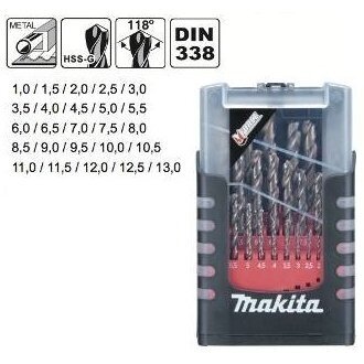 Grąžtų komplektas Makita 25 vnt. (1-13mm) metalui HSS-G (D-50457) 1 Grąžtų komplektas Makita 25 vnt. (1-13mm) metalui HSS-G (D-50457) 1