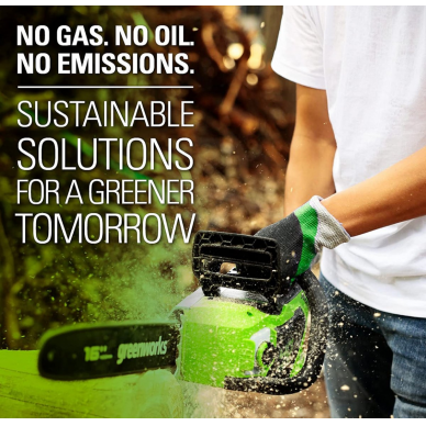 Akumuliatorinis grandininis pjūklas Greenworks GD40CS18K4, 40 V, 4,0 Ah 9 Akumuliatorinis grandininis pjūklas Greenworks GD40CS18K4, 40 V, 4,0 Ah 9