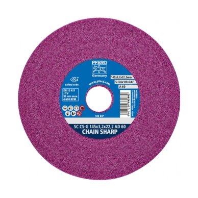 Grandinių galandimo diskas PFERD SC CS-G 145x3,2x22,2 AD 60J7V Grandinių galandimo diskas PFERD SC CS-G 145x3,2x22,2 AD 60J7V