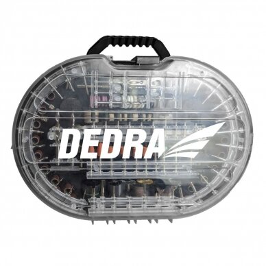 Graviruoklių - mini tiesinių įrankių priedų rinkinys Dedra 08T700, 287vnt. 1 Graviruoklių - mini tiesinių įrankių priedų rinkinys Dedra 08T700, 287vnt. 1