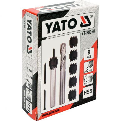 Rinkinys kontaktiniams taškams nugręžti Yato YT-28920, 10 vnt. 4 Rinkinys kontaktiniams taškams nugręžti Yato YT-28920, 10 vnt. 4
