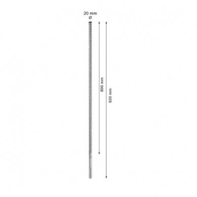 Grąžtas betonui Bosch SDS-max-8X, 20x800x920 mm, 2608900231 1 Grąžtas betonui Bosch SDS-max-8X, 20x800x920 mm, 2608900231 1