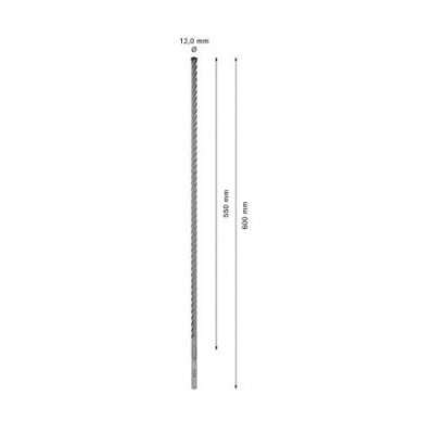 Grąžtas betonui Bosch SDS-plus, 12x550x600mm, 1 vnt. 2608900114 2 Grąžtas betonui Bosch SDS-plus, 12x550x600mm, 1 vnt. 2608900114 2