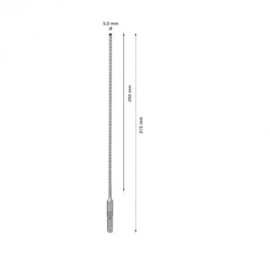 Grąžtas betonui Bosch SDS-plus, 5x250x315mm, 1 vnt. 2608900063 2 Grąžtas betonui Bosch SDS-plus, 5x250x315mm, 1 vnt. 2608900063 2