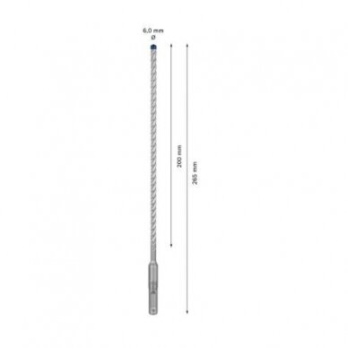 Grąžtas betonui Bosch SDS-plus, 6x200x265mm, 1 vnt. 2608900074 2 Grąžtas betonui Bosch SDS-plus, 6x200x265mm, 1 vnt. 2608900074 2